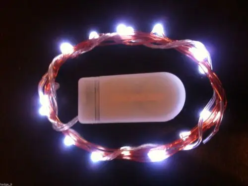 Светодиодная гирлянда с батареей CR2032 1 м 2 м 3 м работающий микро мини светильник серебряная проволока Звездное украшение для рождества Хэллоуина - Испускаемый цвет: Холодный белый