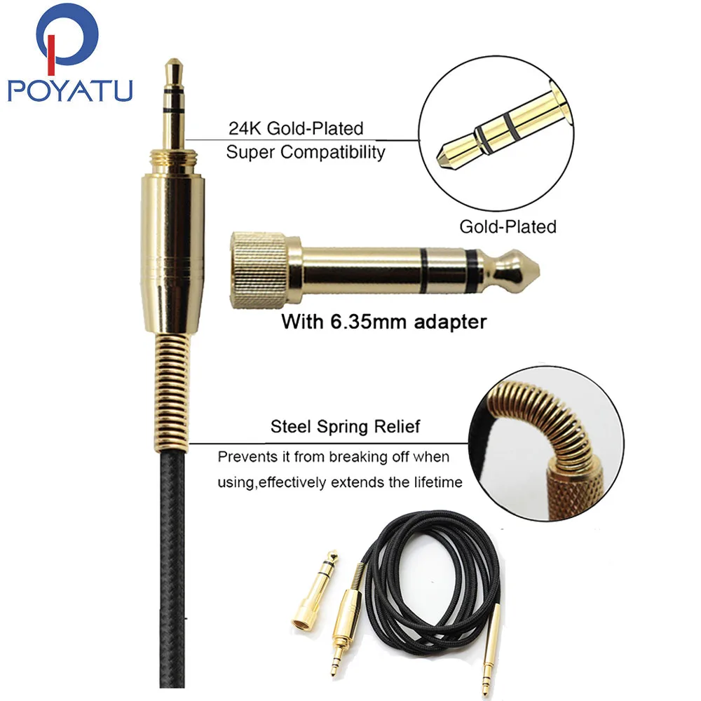 

POYATU Male To Male Earphone Cable Headphones Cable For Cowin E-7 E7 Headphone Cable For Cowin E7 Headphone Replacement Cord
