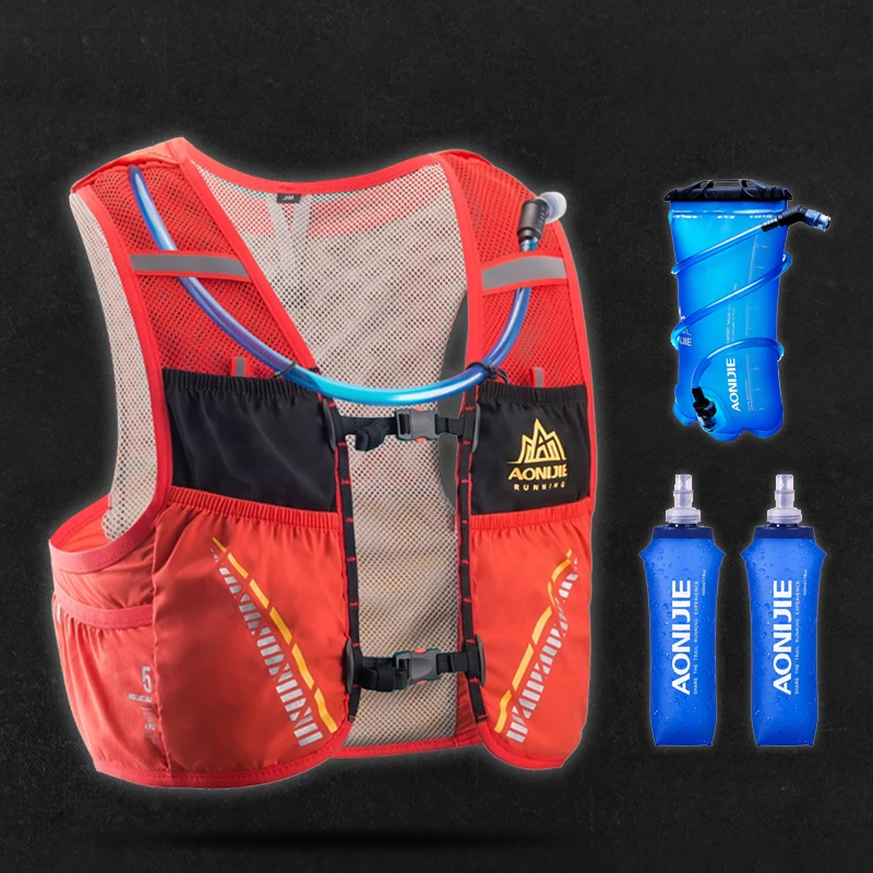 AONIJIE Paquete de hidratación mochila chaleco arnés agua de la vejiga senderismo Camping corriendo maratón carrera escalando 5L - 1