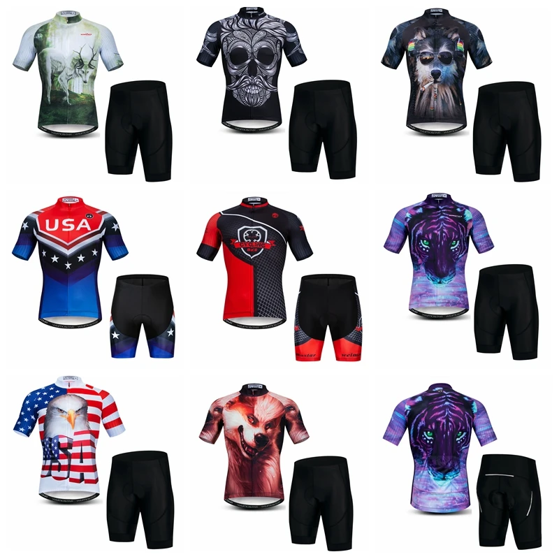 

Cycling Jersey Set Summer Men Cycling set Racing Bicycle Clothing Suit Breathable Mountain Bike Clothes Sportwears Skull