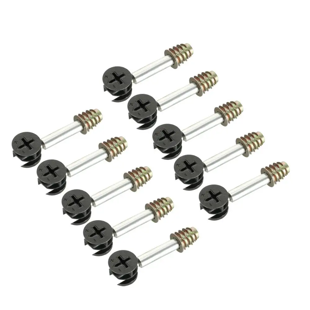 Uxcell 10 Sets Furniture Side Connecting Fastener 15mm OD Cam Fitting Dowel Pre-inserted Nut Joint Connector 15x12mm