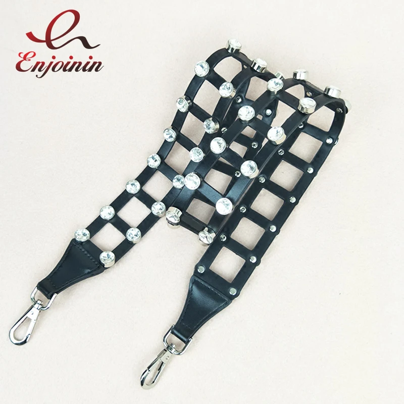

Good quality diamond fashion hollow pu leather lady's handbag shoulder strap belt bag accessories bag parts black belt gift
