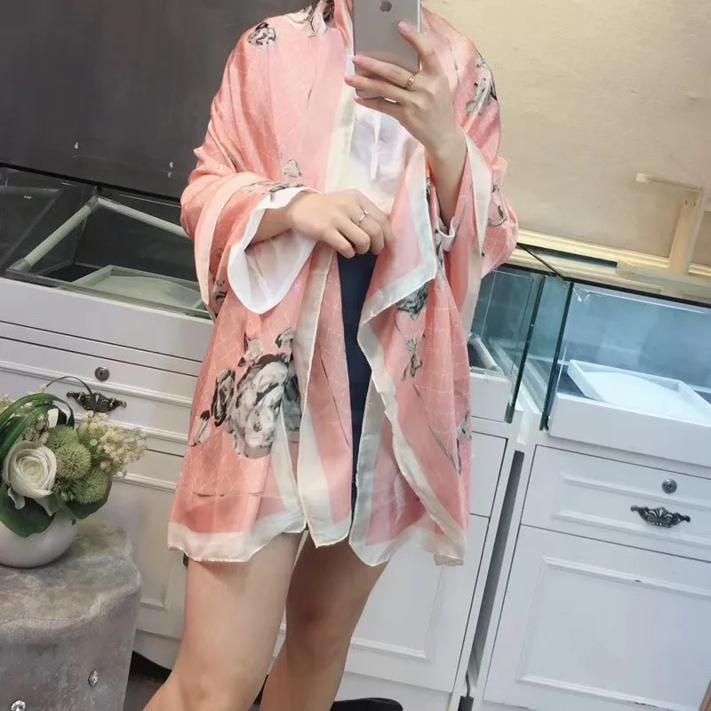 

Fashion silk scarf women flower design pink color women's scarves long shawls lady traveling pashmina wraps scarfs hijab 413#
