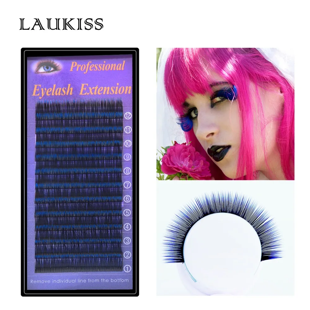 

Colorful Eyelash Extension Black Blue Color 0.15 Colorful False Eyelash LAUKISS Color Eyelashes Stage Bare Makeup Tool
