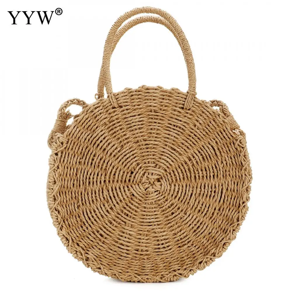 القش النسيج حقيبة شاطئية التعميم حمل حقائب للنساء 2018 المرأة حقائب عارضة الإناث Crossbody أكياس ملابس علوية مميزة-مقبض حقيبة