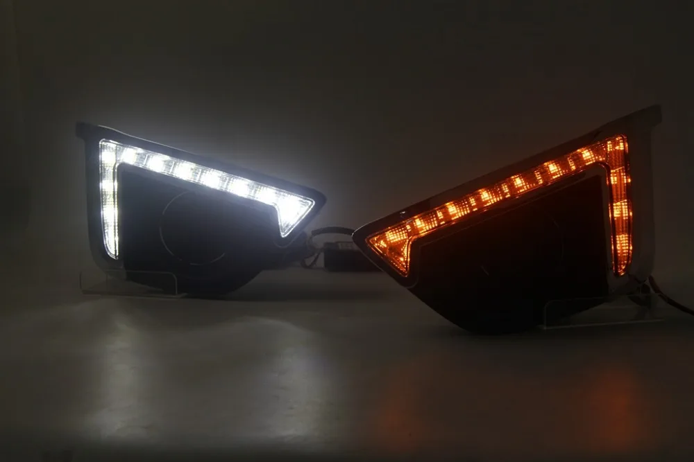 

led drl daytime running light for honda fit jazz 2015 daytime driving light with yellow turn light function top quality