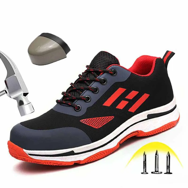 

Steel Toe Safety Work Shoes Fashion Breathable Men Safety Boots Slip On Casual Boots Mens Labor Insurance Puncture-Proof Shoe