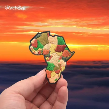 

Koolbey 100pcs/lot Africa Topographic Map Embroidery Iron On Patches For Clothes DIY Accessory Flowers Applique Armband Stickers