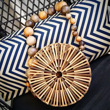 

Bamboo Basket Bag 2018 Summer Women Handbag Hot Wicker Bag Hollow Out Woven Rattan Bag Beach Shoulder Cross Body Bags for Women
