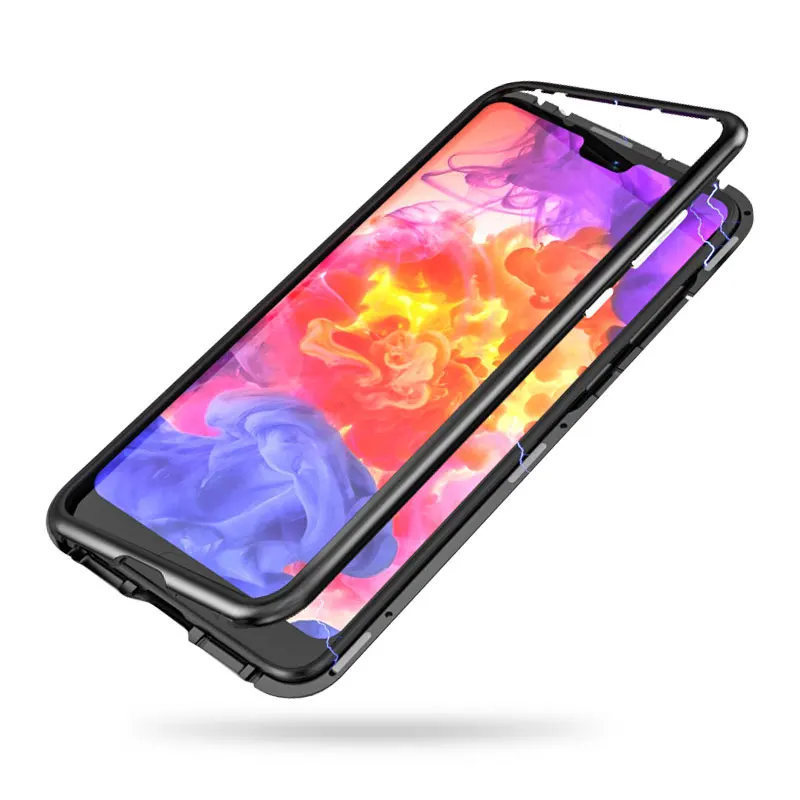 

Magnetic Adsorption Case for Huawei P20 Mate 10 Pro Luxury Magnet Metal Aluminum Phone Glass Cover for Huawei Honor 10 P20 Lite
