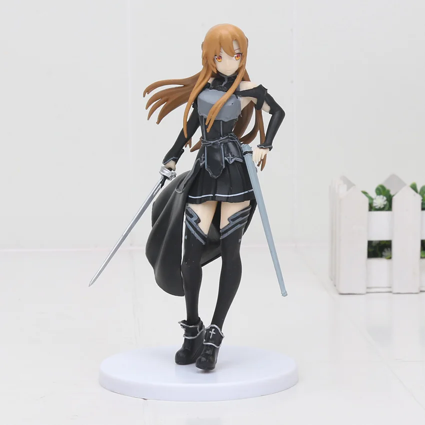 Аниме SAO Sword Art Online Асуна Юки Кирито Коллекция фигурка модель игрушки 18 см - Цвет: Black opp bag