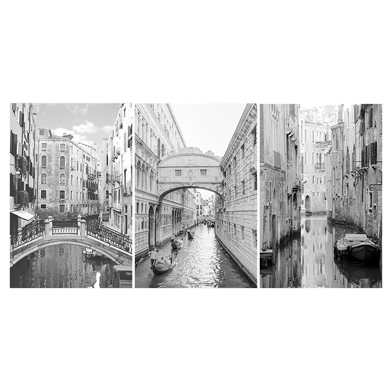 Скандинавская архитектура пейзаж холст живопись Венеция плакат печать черно-белая фотография стены искусство картина домашний декор - Цвет: 04