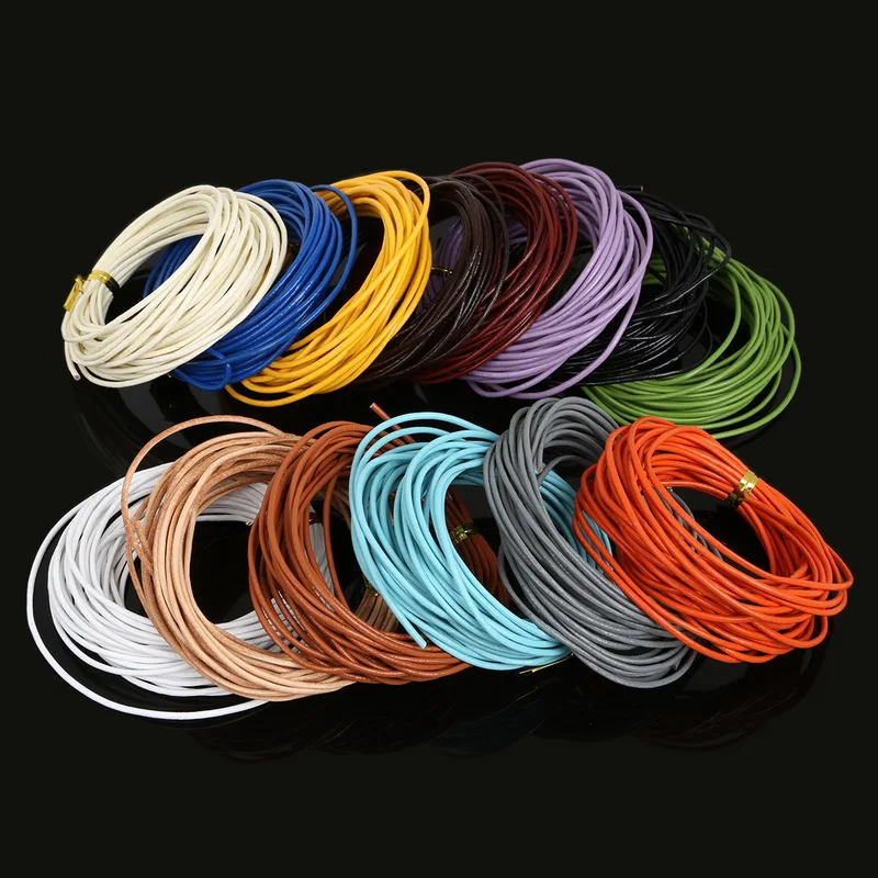 Продукт диаметром 1,5 мм круглой формы 14 цветов на выбор веревка из натуральной кожи шнур для DIY изготовления ожерелья