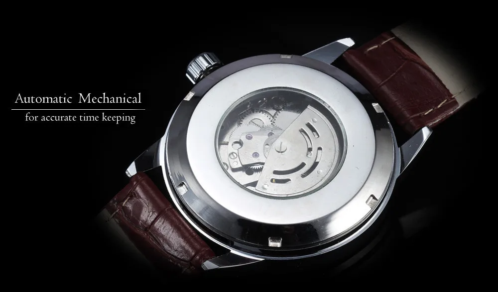2016 new fashion SEWOR brand design business calendar clock men male automatic mechanical self wind leather wrist dress watch