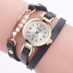 Браслет часы Топ Duoya бренд кожаный ремешок дамы Повседневное кварцевые наручные часы Винтаж часы Для женщин Relogios Femininos S30