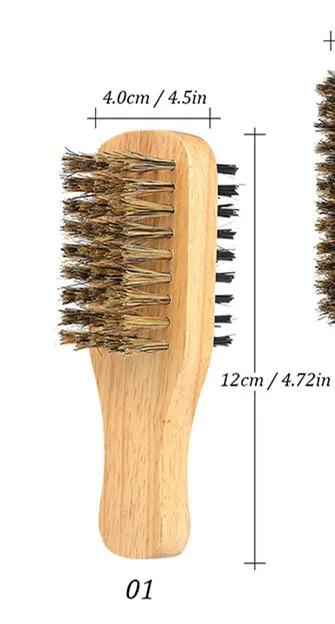 Деревянная ручка, Мужская щетка для бороды, мужские усы, щетки и гребни для волос, двухсторонняя щетка для волос, Мужская кисть для бритья - Цвет: 01