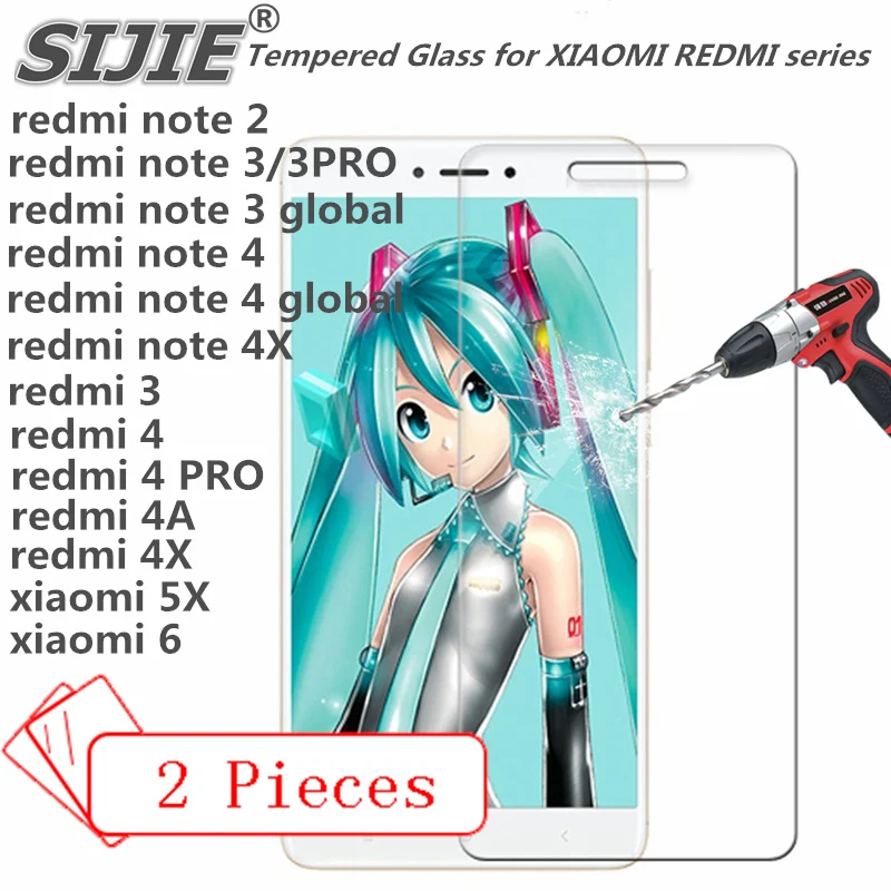 

SIJIE Tempered Glass for xiaomi redmi note 2 3 4 4X 4A 5X 6 PRO global version International original prime Screen protective