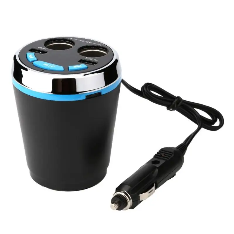 Car Bluetooth FM Transmitter Modulator Music MP3 Player Handsfree Car Kit Cup Holder Cigarette Lighter 2 USB Car Charger Adapter Car Bluetooth FM Transmitter Modulator Music MP3 Player Handsfree Car Kit Cup Holder Cigarette Lighter 2 USB Car Charger Adapter