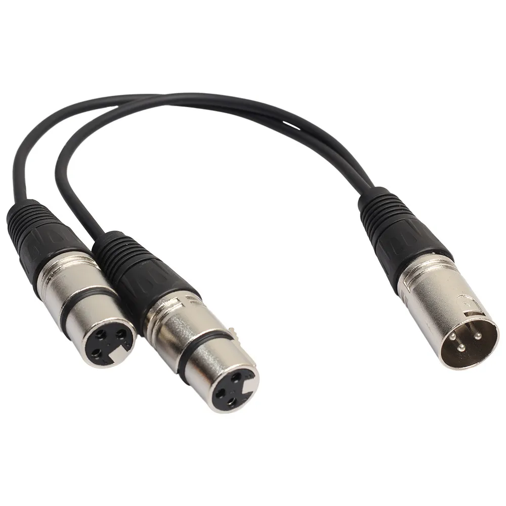 2017 3 Pin XLR Male Plug to Dual 2 Female Jack Y Splitter Mic DJ Cable