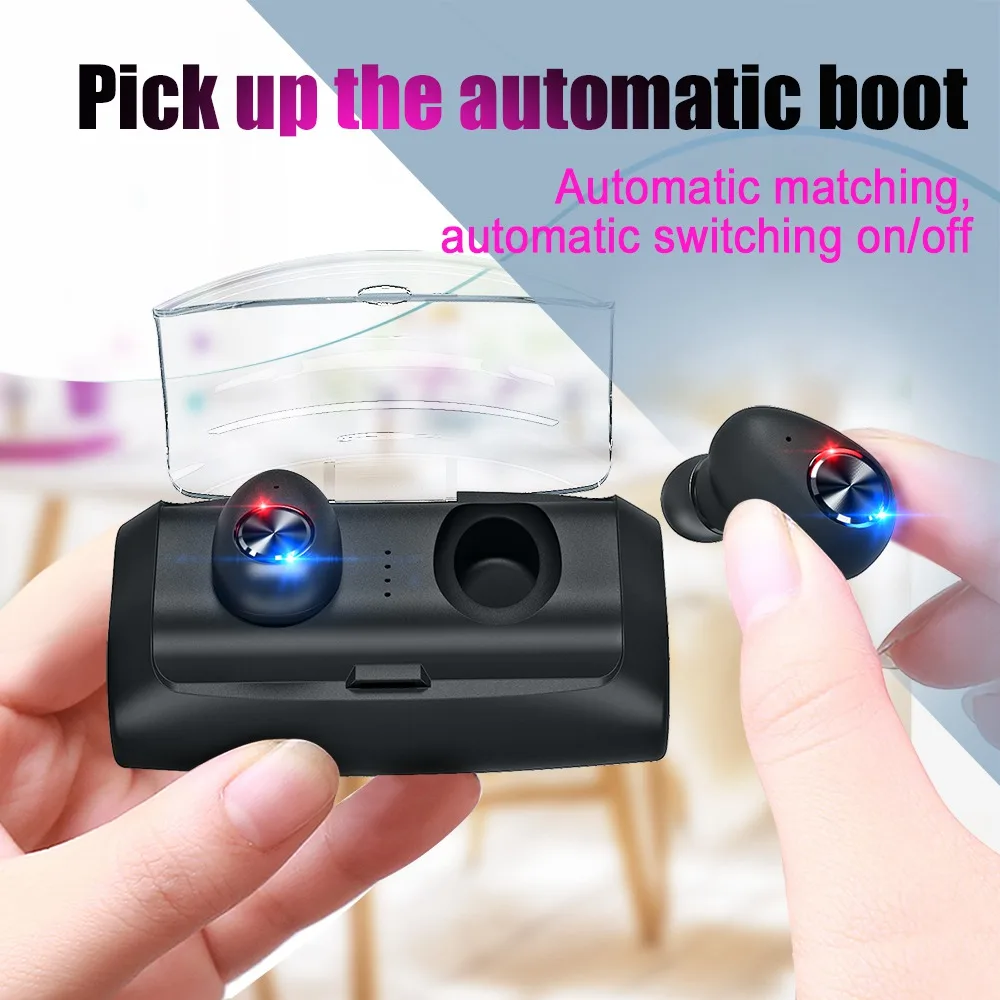 

Mini Wireless Headset Bluetooth Headset Noise Reduction Ear Plug TWS Stereo Headphones with Microphone Charging Box Headphones