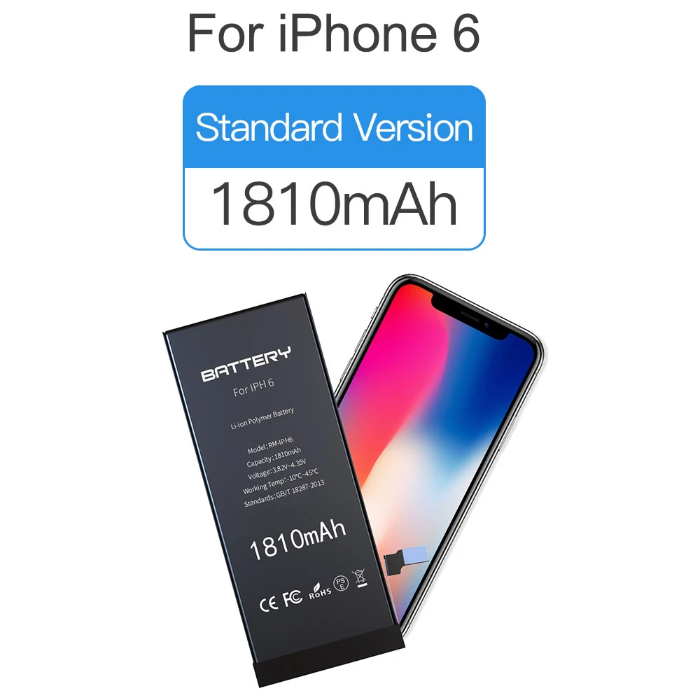

10pcs/ lot 1810mAh High Capacity iphone6 Li-ion battery Internal Replacement battery for iphone 6 6G with Flex Cable Zero Circel