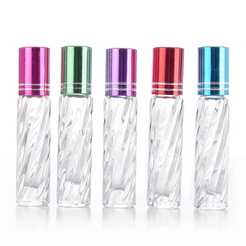 

20 Pieces/Lot 4ml Portable Twill Glass Refillable Perfume Bottle With Roll On Empty Parfume Case For Essential Oils