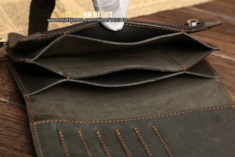 Ручной работы Crazy Horse кожаный бумажник из натуральной воловьей кожи вощеный винтажный кожаный кошелек для мужчин с тканой веревкой коричневый промасленный длинный старый