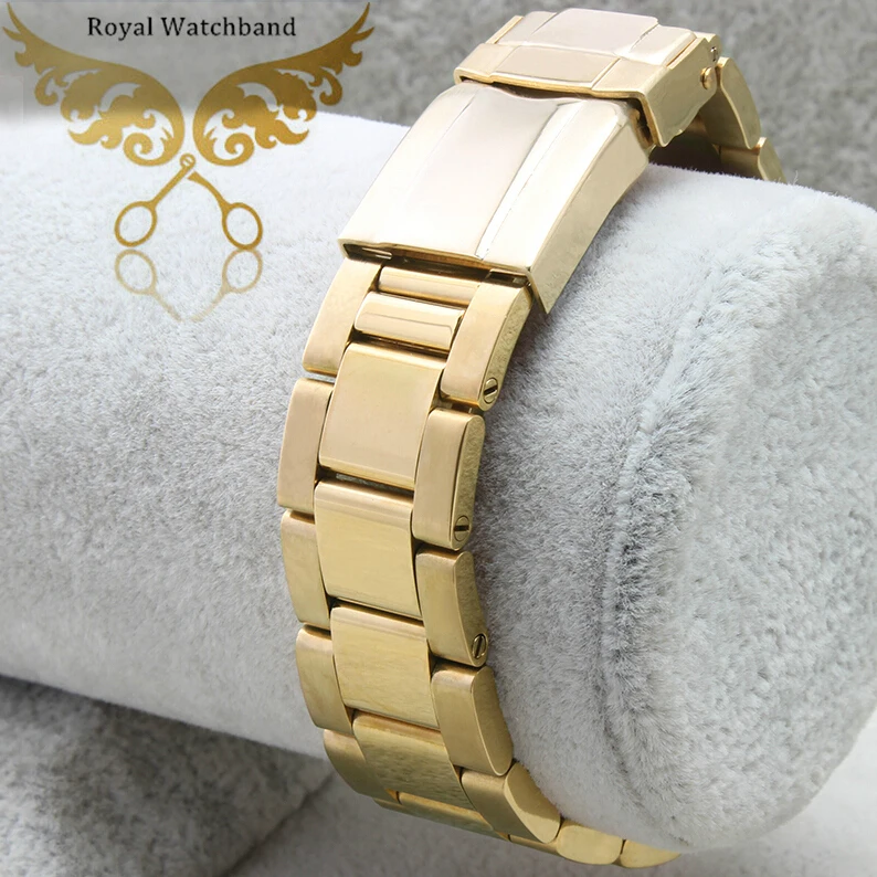 20mm Watch Strap Gold Color Stainless Steel Deployment Clasp Bracelet Free Shipping