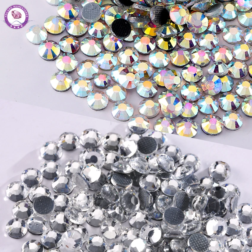 Mix Size Glass Stone DMC Crystal Flatback Rhinestones Round Hotfix Iron on Beads