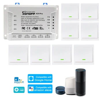 

SONOFF Pro R2 ITEAD RF 433MHz 4CH WiFI Smart Switch 3 Working Modes Inching/Self-Locking/Interlock For Amazon/Google Wireless RF