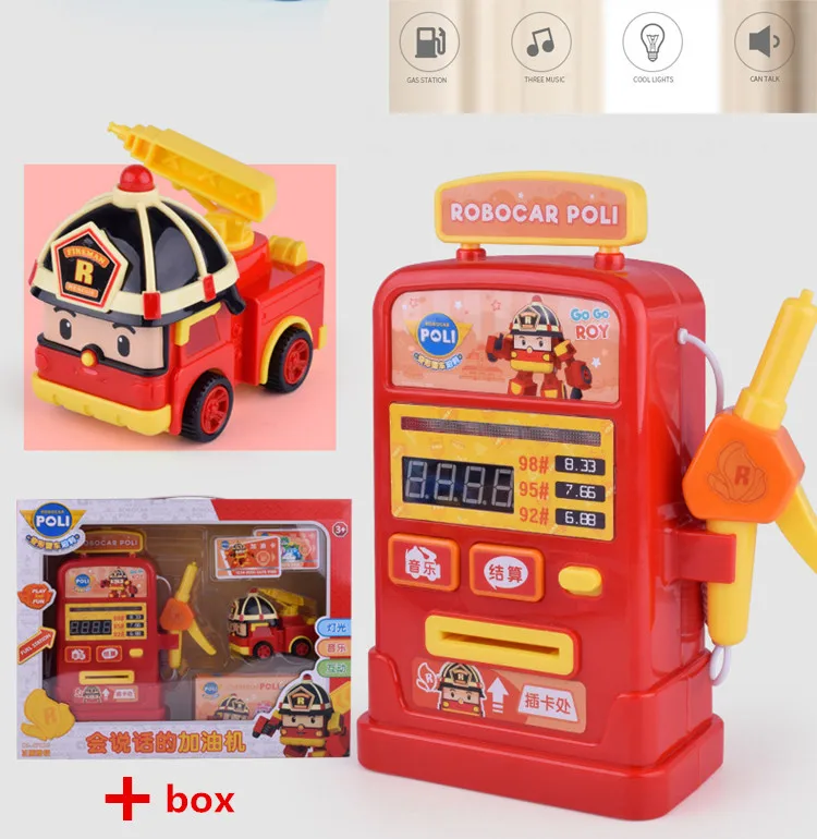 Детские игрушки Аниме фигурки автозаправочная станция Anba Автомобильные Игрушки Robocar Poli металлическая модель игрушечный автомобиль для детей рождественские подарки - Цвет: RE Station with box