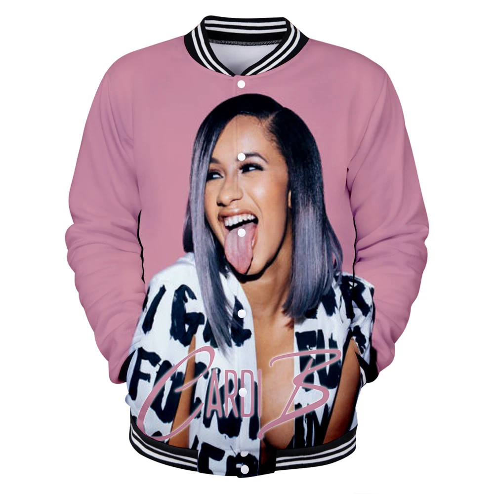 Ideal  3D Baseball Jacket Women Men Print Cardi B singer Sweatshirts Casual 3D Print Cardi B Womens Baseba