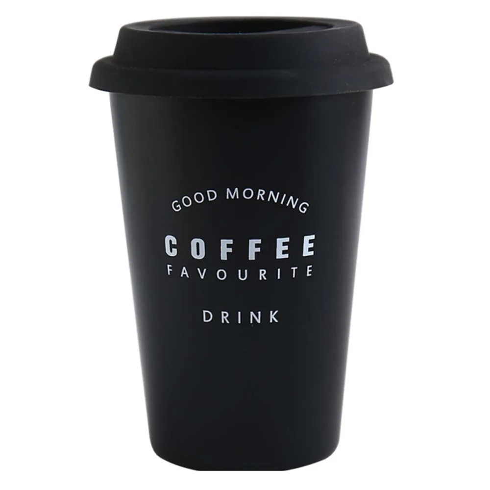 

450ml Funny Black Coffee Mugs SUNDAY COFFEE Printed Reusable Cups With Lid Home Office Outdoor Travel Tea Coffee Cups 3