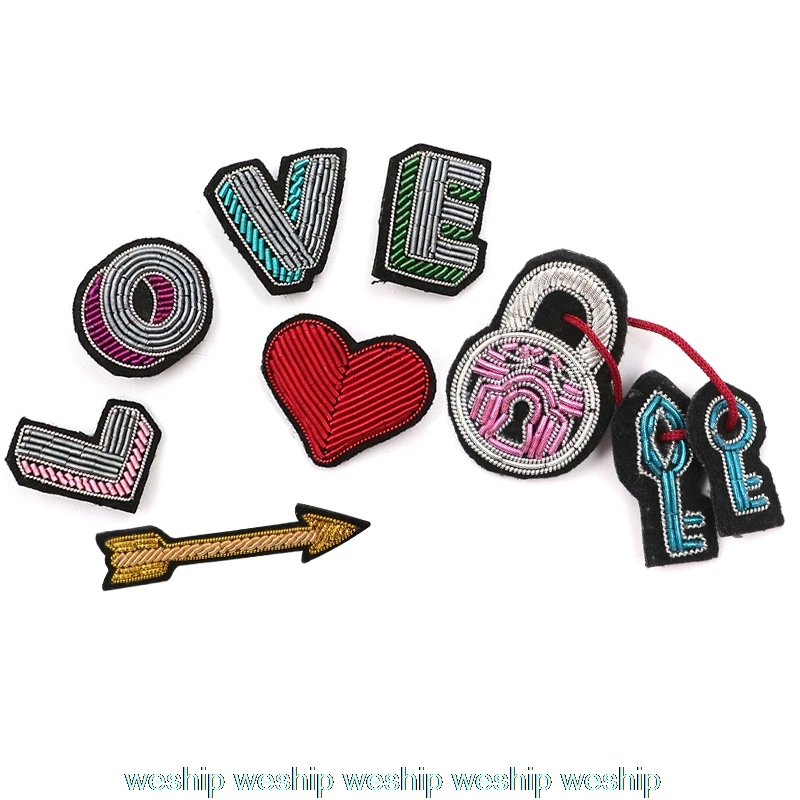 Новинка своими руками 3D значки ручной вышивки key/heart/love вышивка металлическая