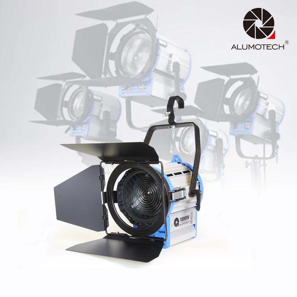 

1000W Fresnel Tungsten Spot light continue Lighting Studio Video+Bulb+Barndoor