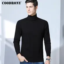 COODRONY Зимний толстый теплый свитер из мериносовой шерсти, мужской кашемировый пуловер с высоким воротом, мужской однотонный Повседневный приталенный пуловер для мужчин 8318