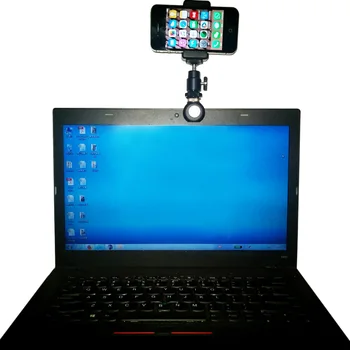 

Aluminum Smartphone Clip Holder w/ Tripod Ball Head Mount for Laptop Tablet , Cell Phone & Gopro Camera