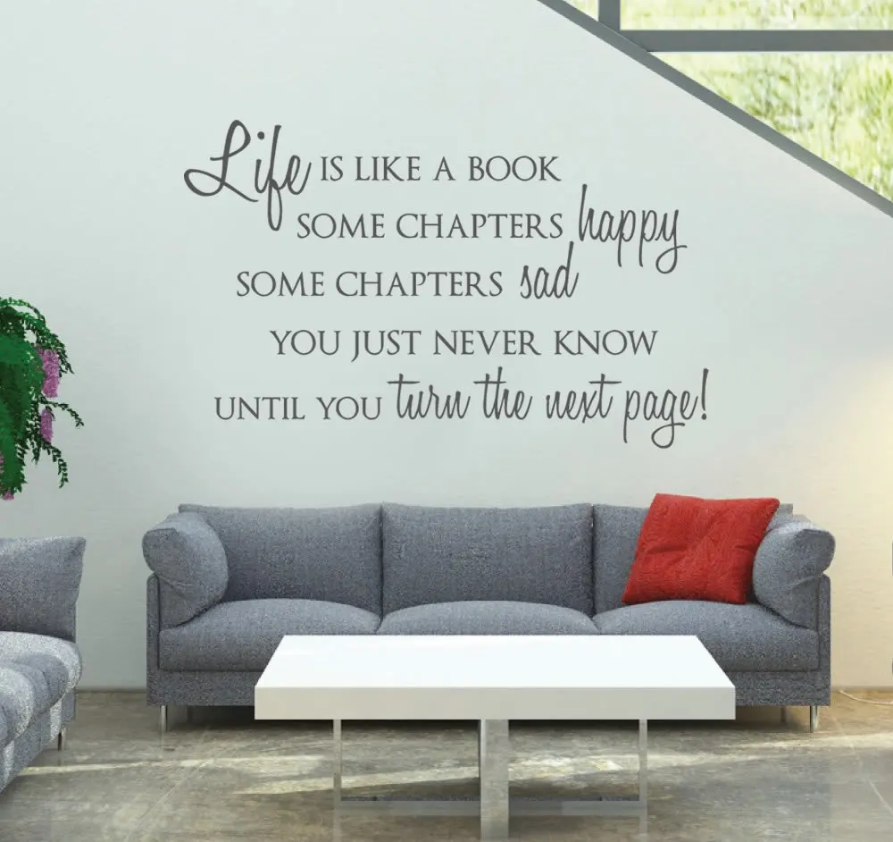 

Life is Like a Book Custom Wall Stickers Home Decor Living Room Black Vinyl Removable Wall Art Decals Waterproof Wallpaper A034