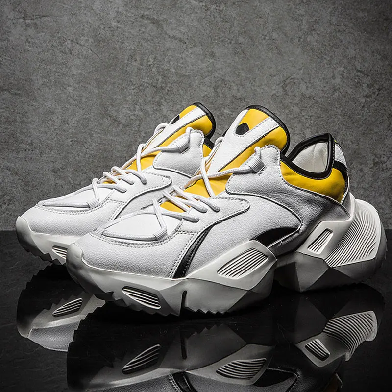 

Men Chunky Shoes Quality PU Leather Breathable Casual Dad Shoes Lace Up Fashion Outdoor Men Sneakers Male Shoes Adult