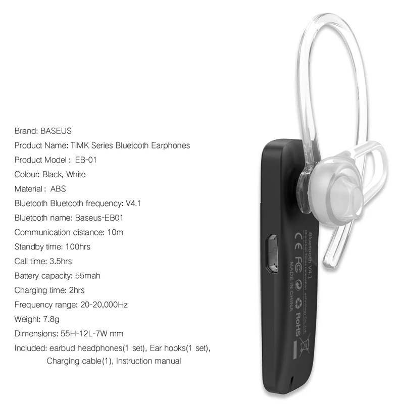 Беспроводные стереонаушники Baseus V4.1 с Bluetooth мини гарнитура для iphone samsungxiaomi