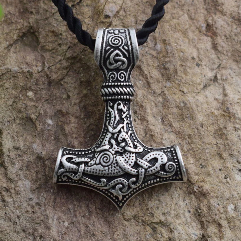 SanLan подвеска с символикой викингов Thors Молот Мьёльнир Necklace Руна Amulet No|Ожерелья