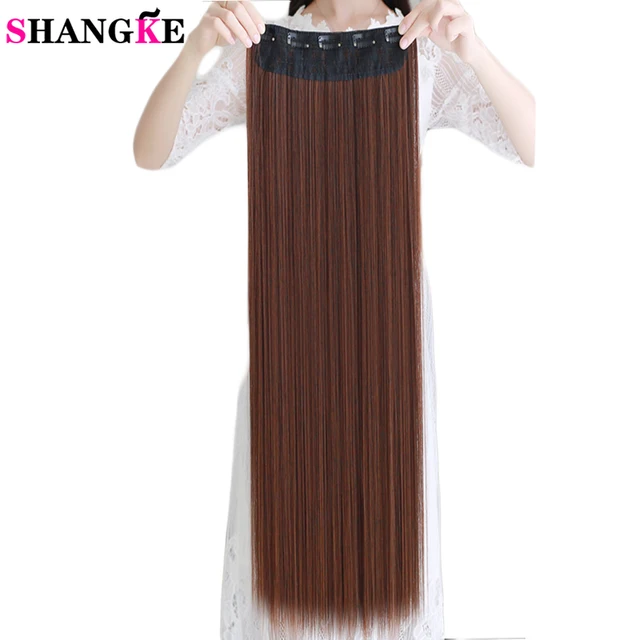 Cheap 80cm 100cm Long Straight Women Clip in Hair Extensions Heat Resistant Synthetic Hair Piece  Hairstyle SHANGKE