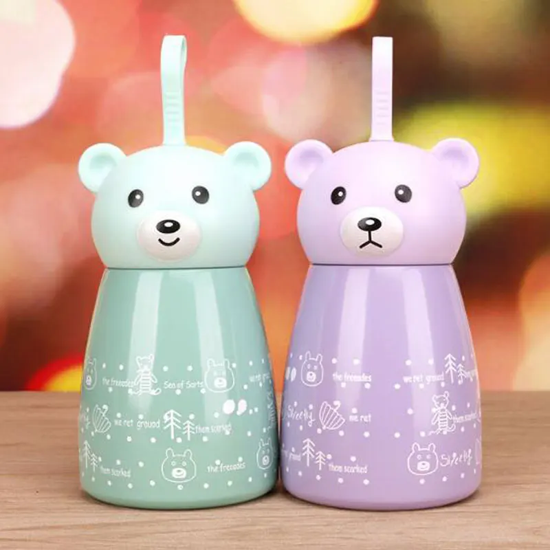 320ml Creative Cartoon Kawaii Little Bear Vacuum Thermos Kids Water Bottle Stainless Steel