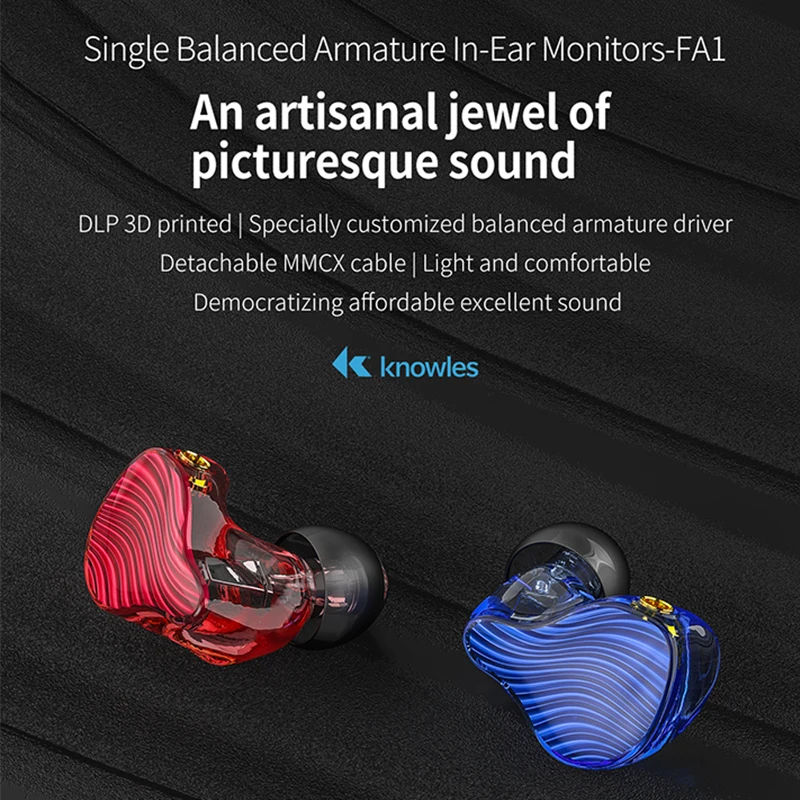  Fiio FA1 Knowles ED-33357 Single Balanced Armature Driver HiFi In-ear Earphone Monitor with Detacha