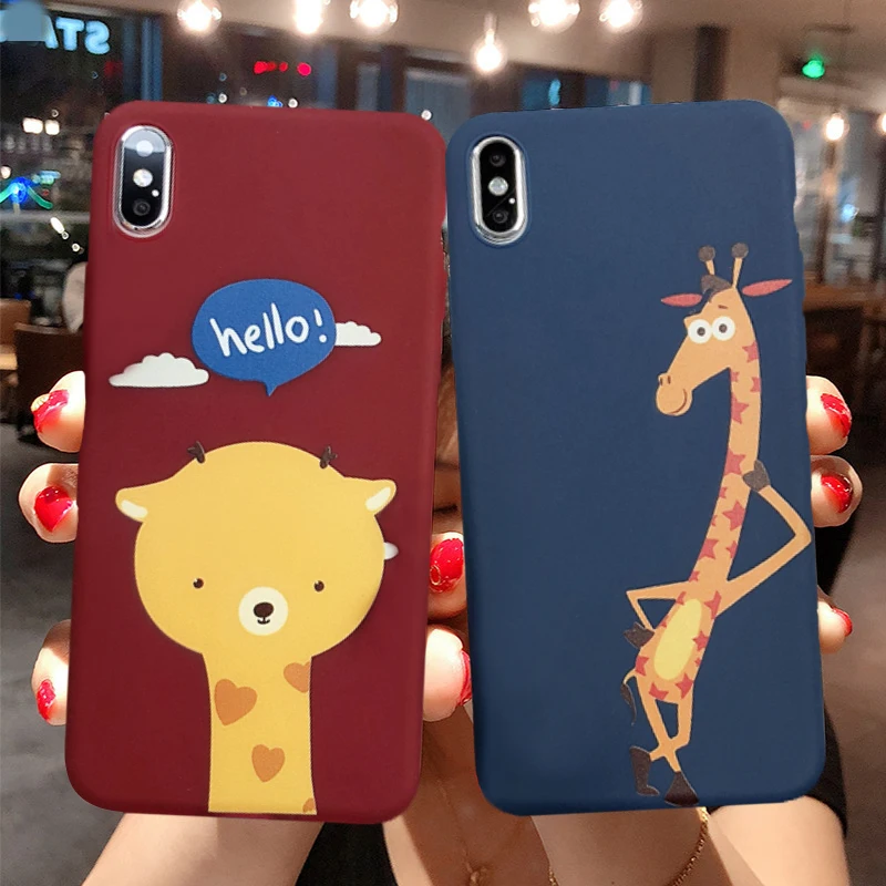 Милый мультяшный чехол JAMULAR с жирафом для iPhone 7 X XS MAX 8 6 6s Plus мягкий силиконовый