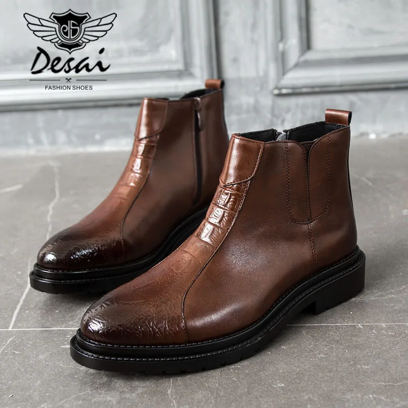 mens slip on boots with zipper