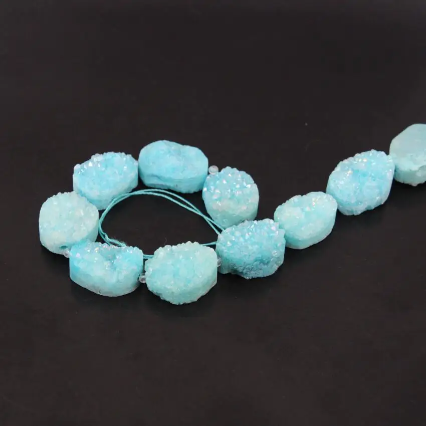 Approx12Pcs/Strand большой размер Небесно-Голубой Друза титана Geode произвольной формы овальная плита кулон бусины, сырье кварц Druzy самородок ювелирные изделия