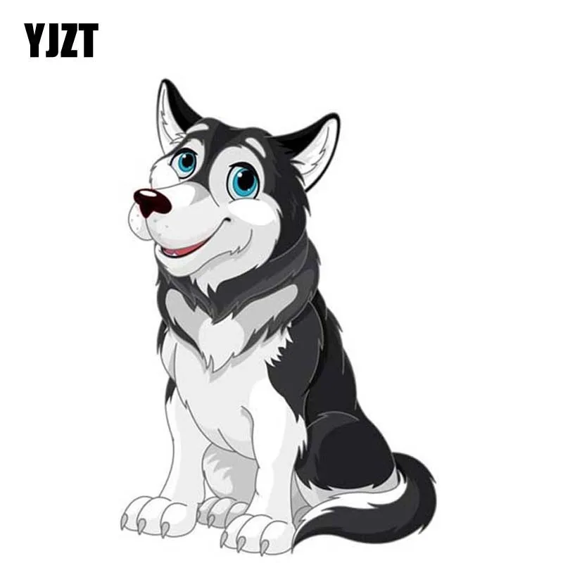

YJZT 9.2CM*14CM Smiling Husky Personality PVC Car Sticker Decal 12-3003