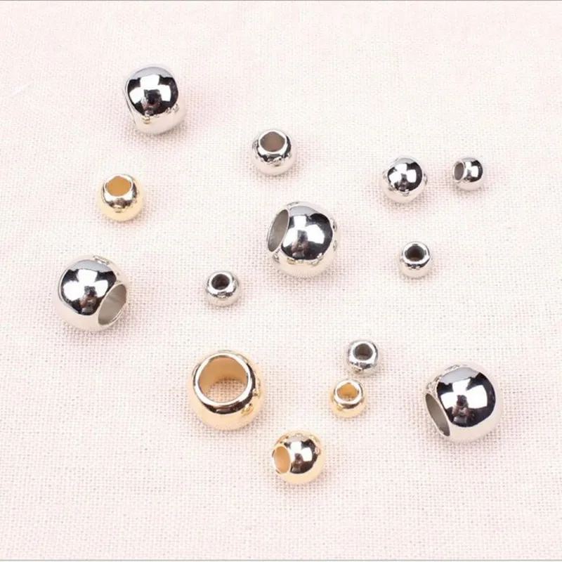 

100pcs 3/4/6/8/10/12mm Plastic CCB Spacer Beads Gold Silver Color Big Large Hole Beads For DIY Jewelry Making (not metal) Z758