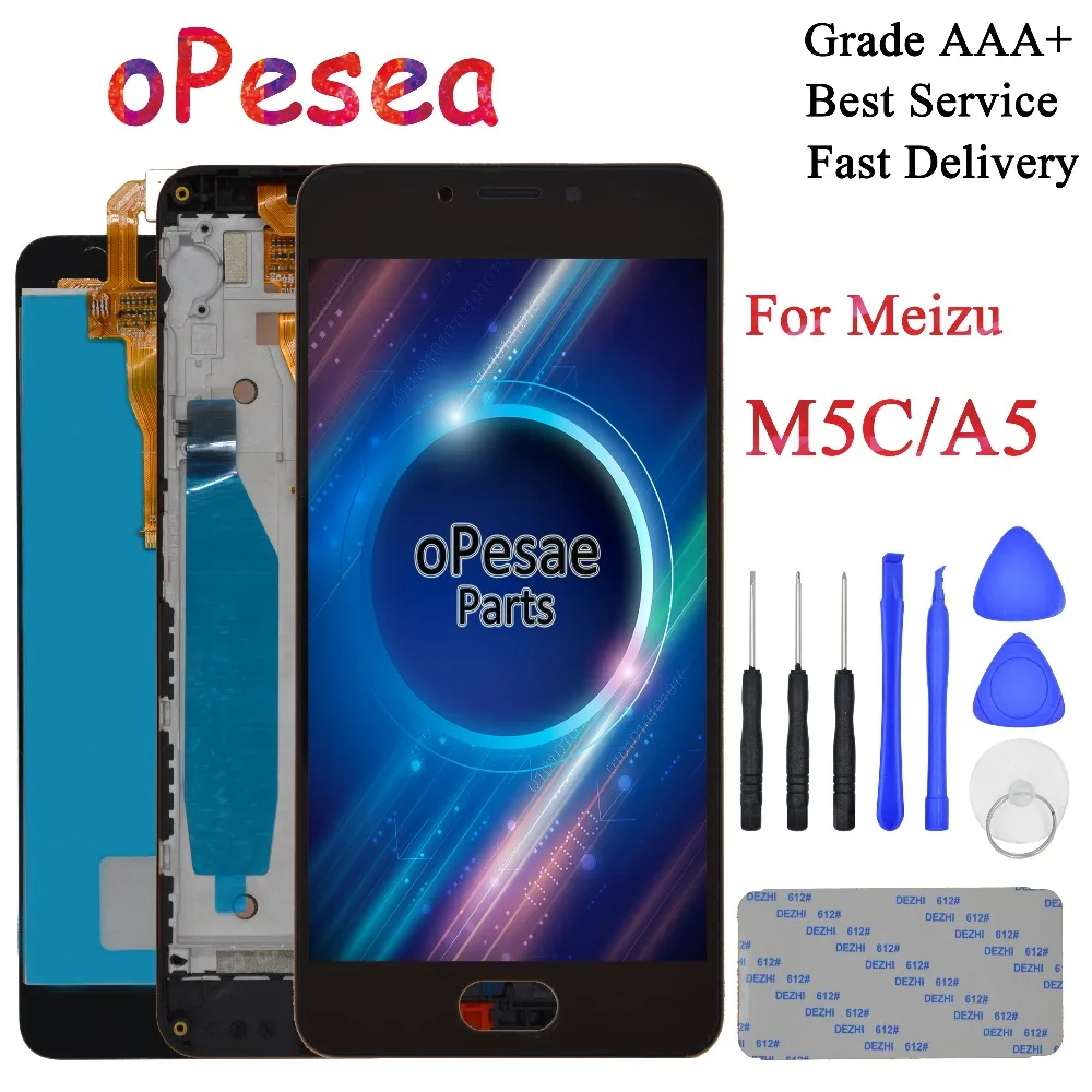 

oPesea 5.0'' For Meizu M5C LCD Display Panel Touch Screen Digitizer Glass Sensor Assembly With Frame for Meilan 5C A5